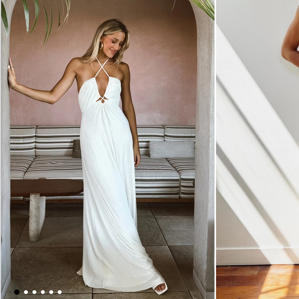 SMYM Paros Maxi Dress - Ivory Pleat